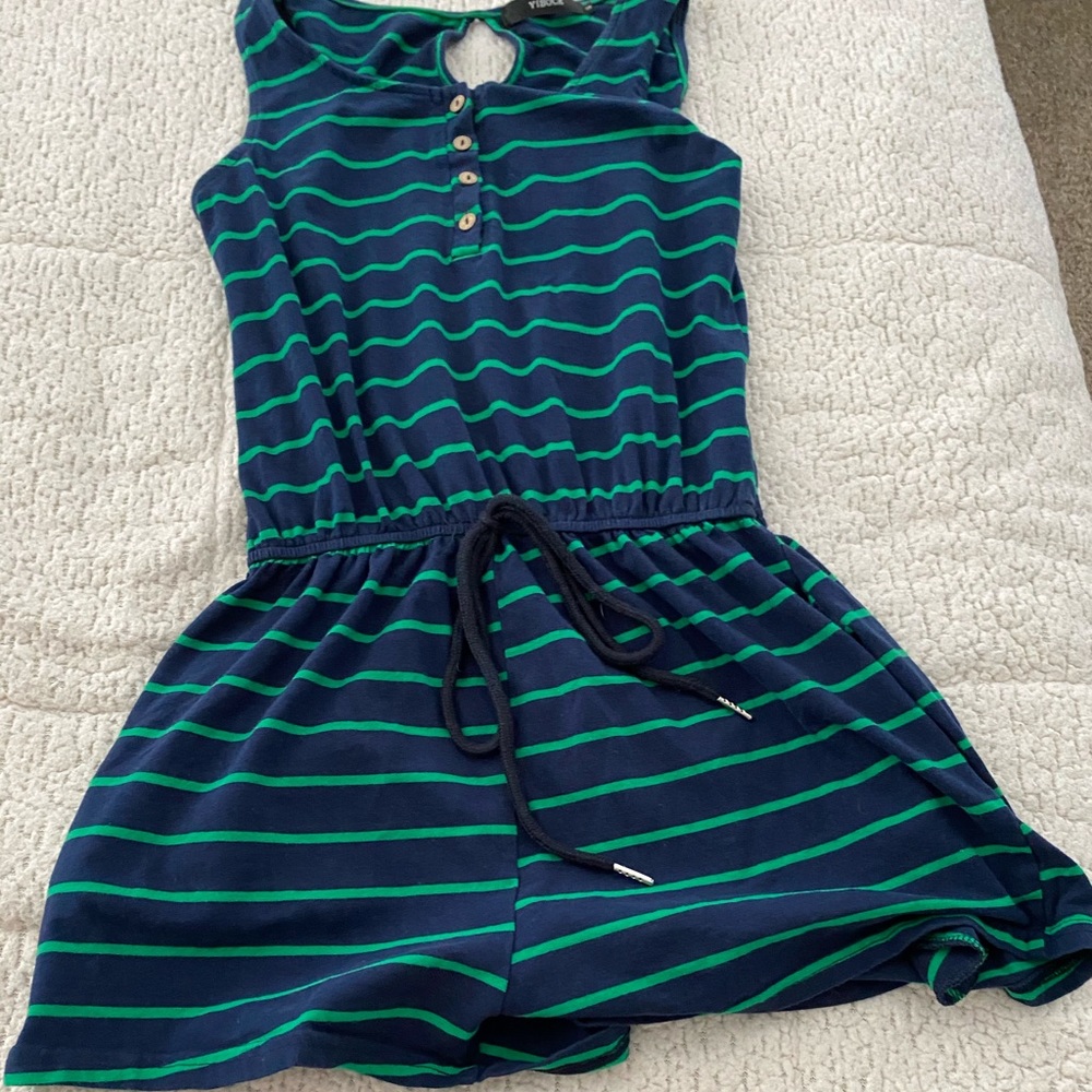 Women’s size M navy blue and green romper